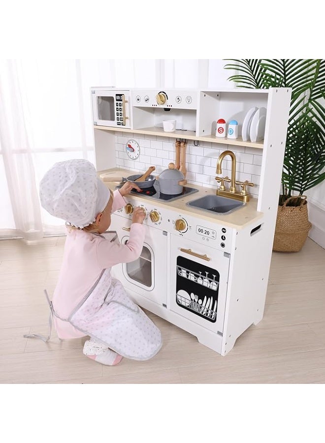 TOOKY TOY TOOK TOY Kids Play Kitchen Set, Kitchen Set for Toddlers with Plenty of Play Features, Sink, Oven, Stove, Dishwasher, Coffee Maker, Ice Maker and Microwave, Play Kitchen Sets for Kids Ages 4-8 - Image 5
